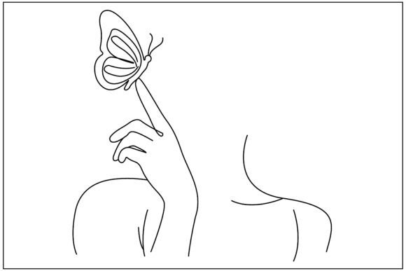 Butterfly Finger Girl Line Art: A Unique Graphics Illustration