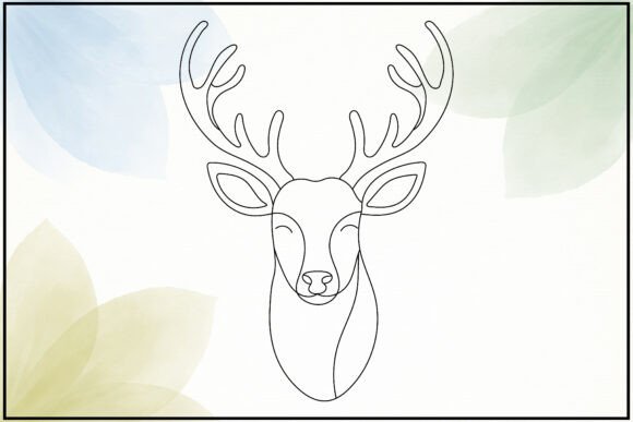 Deer Face with Antlers: A Versatile Line Art Design