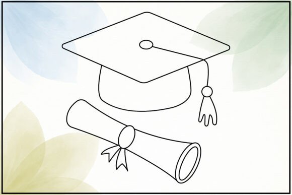 Graduation Cap Diploma Line Art: A Versatile Graphics Asset
