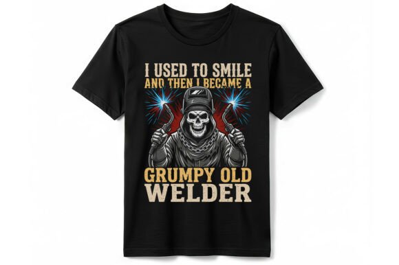 Grumpy Old Welder Skull T-shirt: A Bold Graphic for Branding
