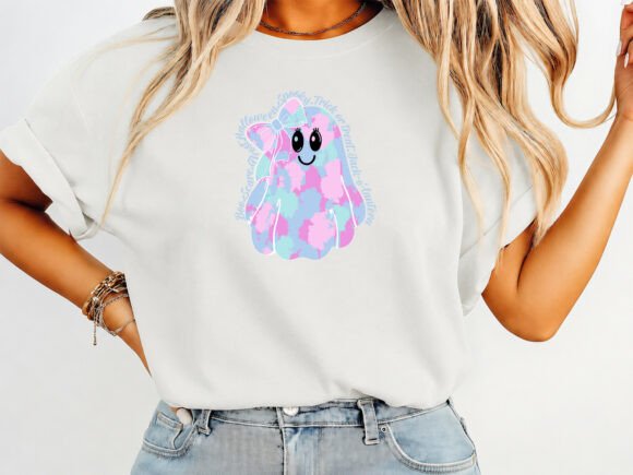 Halloween Ghost Preppy Coquette T-Shirt: A Charming Graphics Asset