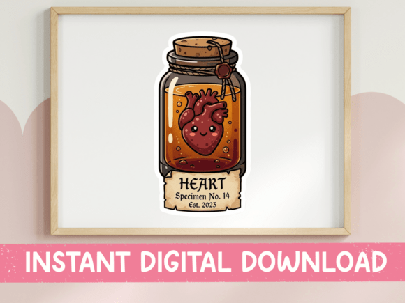 Heart Specimen Jar Halloween Print for T-Shirt Designs and Graphics