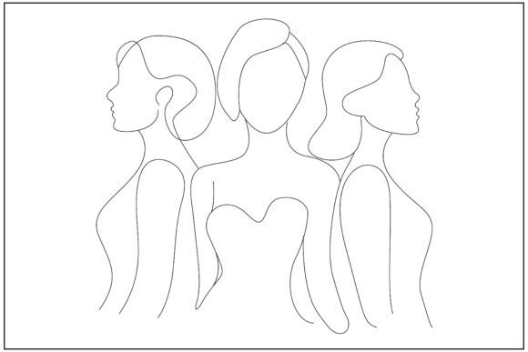 Multicultural Women Silhouette Line Art: A Versatile Graphics Asset