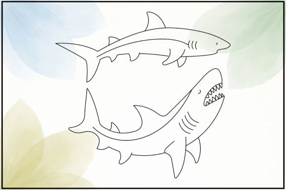 Ocean Shark Line Art: A Versatile Graphics and Illustrations Asset
