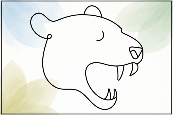 Roaring Tiger Face Line Art for Graphics & Illustrations