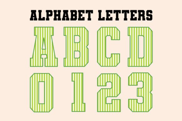Vibrant Green Stripes Colorful Alphabet Letters