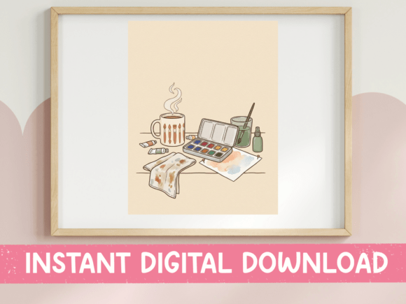 Watercolor Studio Desk: A Cozy Embroidery Design