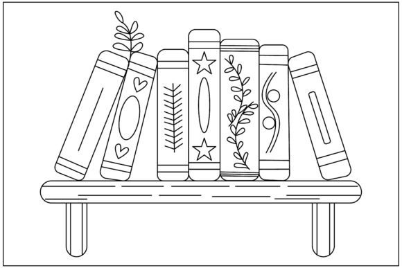 Wooden Bookshelf Line Art: A Versatile Graphic for Local Brands